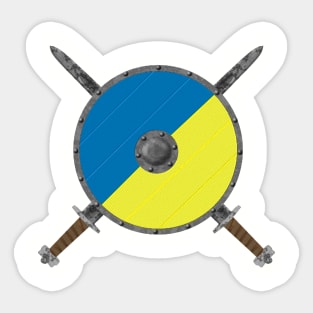 Ukrainian Viking Shield with Crossed Swords Sticker